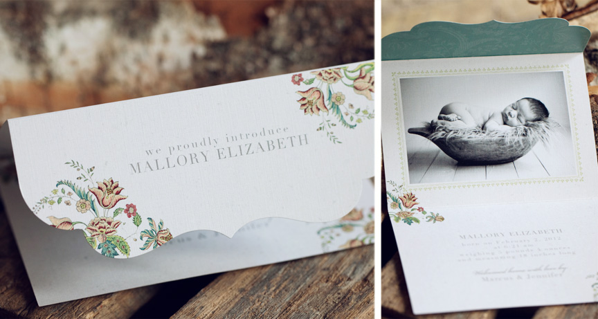 folded luxe birth announcements