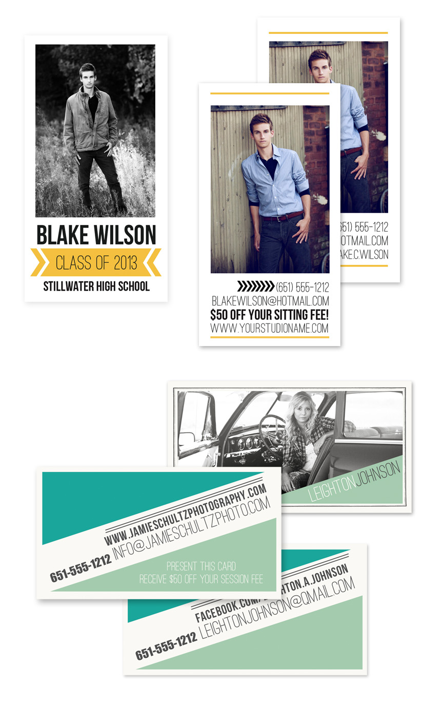 High School Senior Studio Rep Card Templates from Jamie Schultz Designs