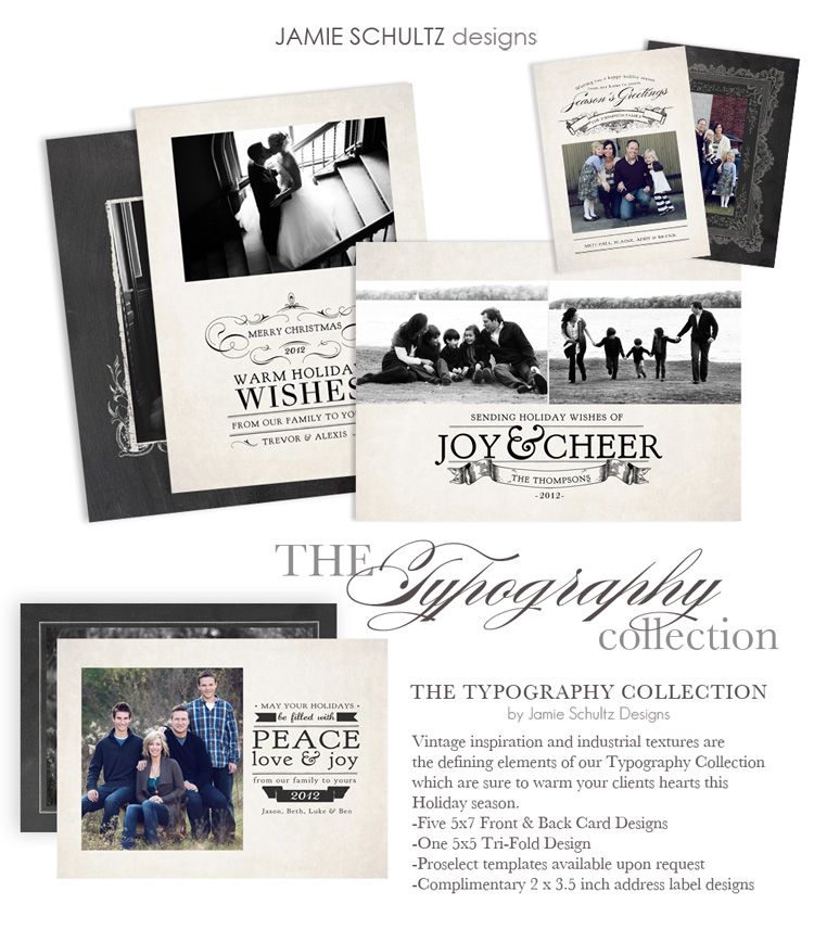Typography Christmas Card Templates by Jamie Schultz Designs