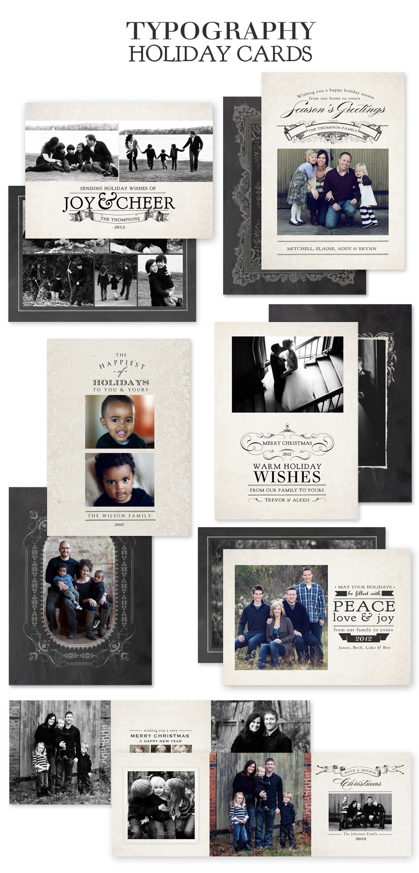 Typography Christmas Card Templates by Jamie Schultz Designs