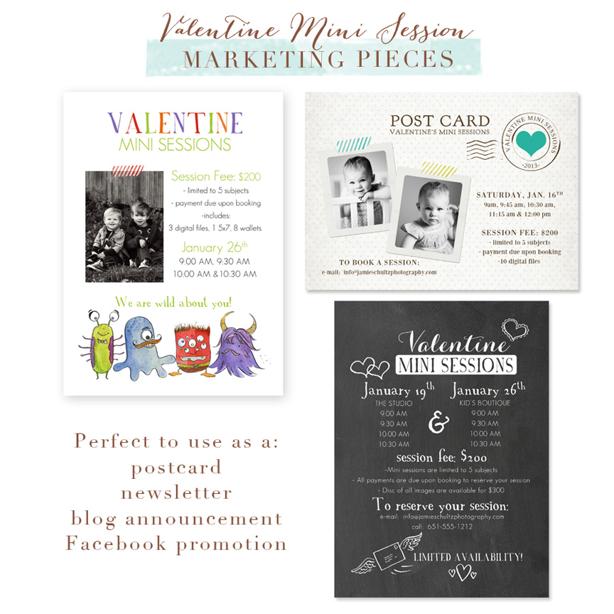 Valentine's Day Mini Session Templates by Jamie Schultz Designs