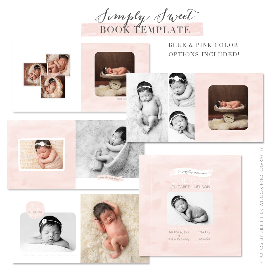 Simply Sweet Newborn Book Template by Jamie Schultz Designs
