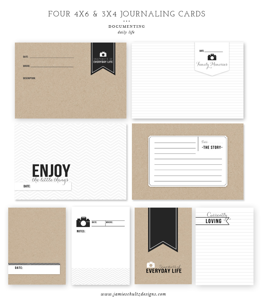 journaling cards by Jamie Schultz Designs